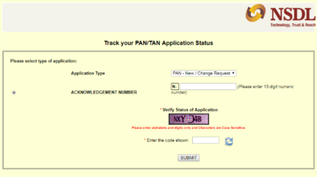PAN Card Status Checking via NSDL Portal